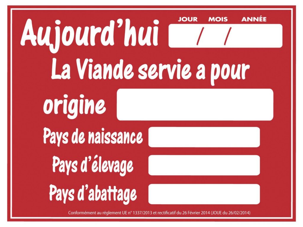 Affichage origine viande