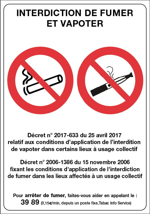 Panneaux « Interdiction de fumer / vapoter »
