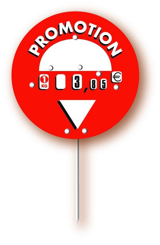 Étiquette de prix à roulette "Rond-point" - Promotion rouge