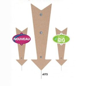 Flèche « NATURE » avec 2 rivets pression pour fixer 1 message R°V° alternatif
