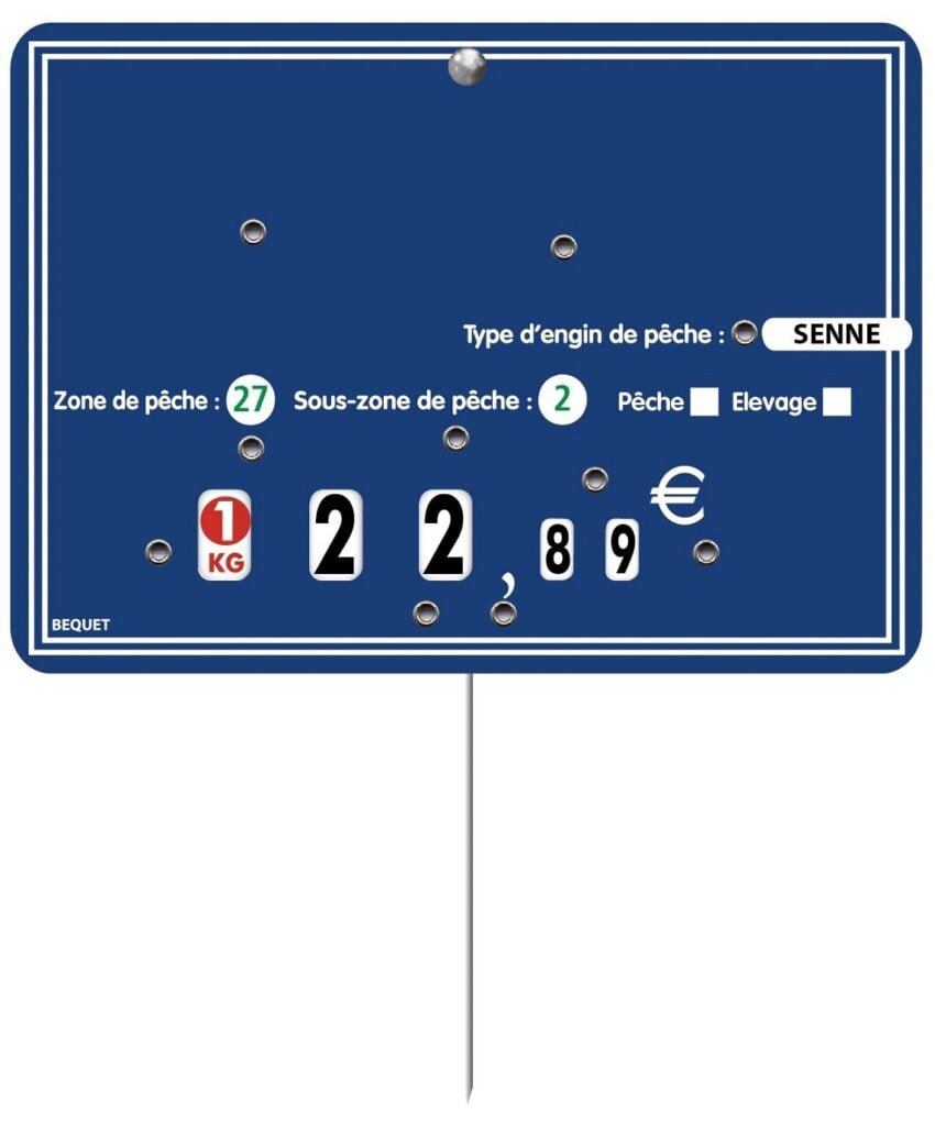 Étiquette poissonnerie « Ardoisine bleue »