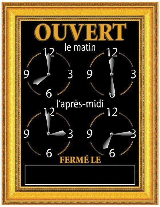 Tableau horaires « Ornement » cadre doré
