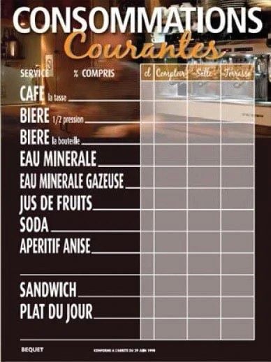 Tableau « MOKKA » Consommations courantes