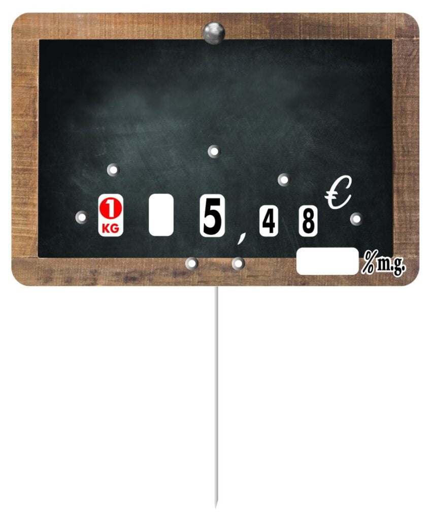 Étiquettes de prix « RUSTIK » - À roulettes + %mg