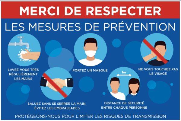 Pancartes « Merci de respecter les mesures de prévention »