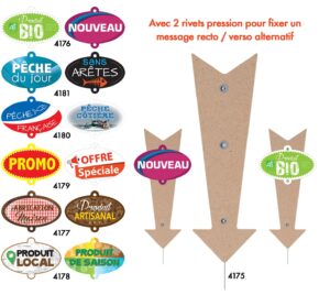Ovales recto-verso pour fixer sur flèche « NATURE » – Nombreuses déclinaisons