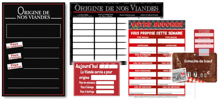 Affichage Origine Des Viandes - Panneau PVC Obligatoire Loi 2022 Avec Stylo Effaçable