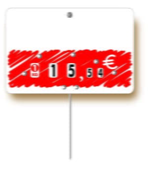 Paquet de 10 Etiquettes 12x8cm Prima rouge neutre. à roulettes. pique inox