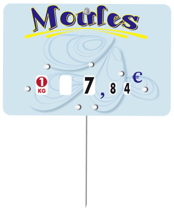 Paquet de 10 Etiquettes 15x10cm Marius Moules neutre. à roulettes..pique inox