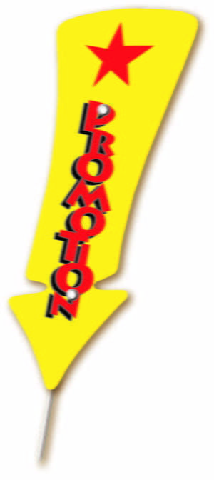 Paquet de 10 Flèches 8×24.5cm Promotion Jaune. pique inox