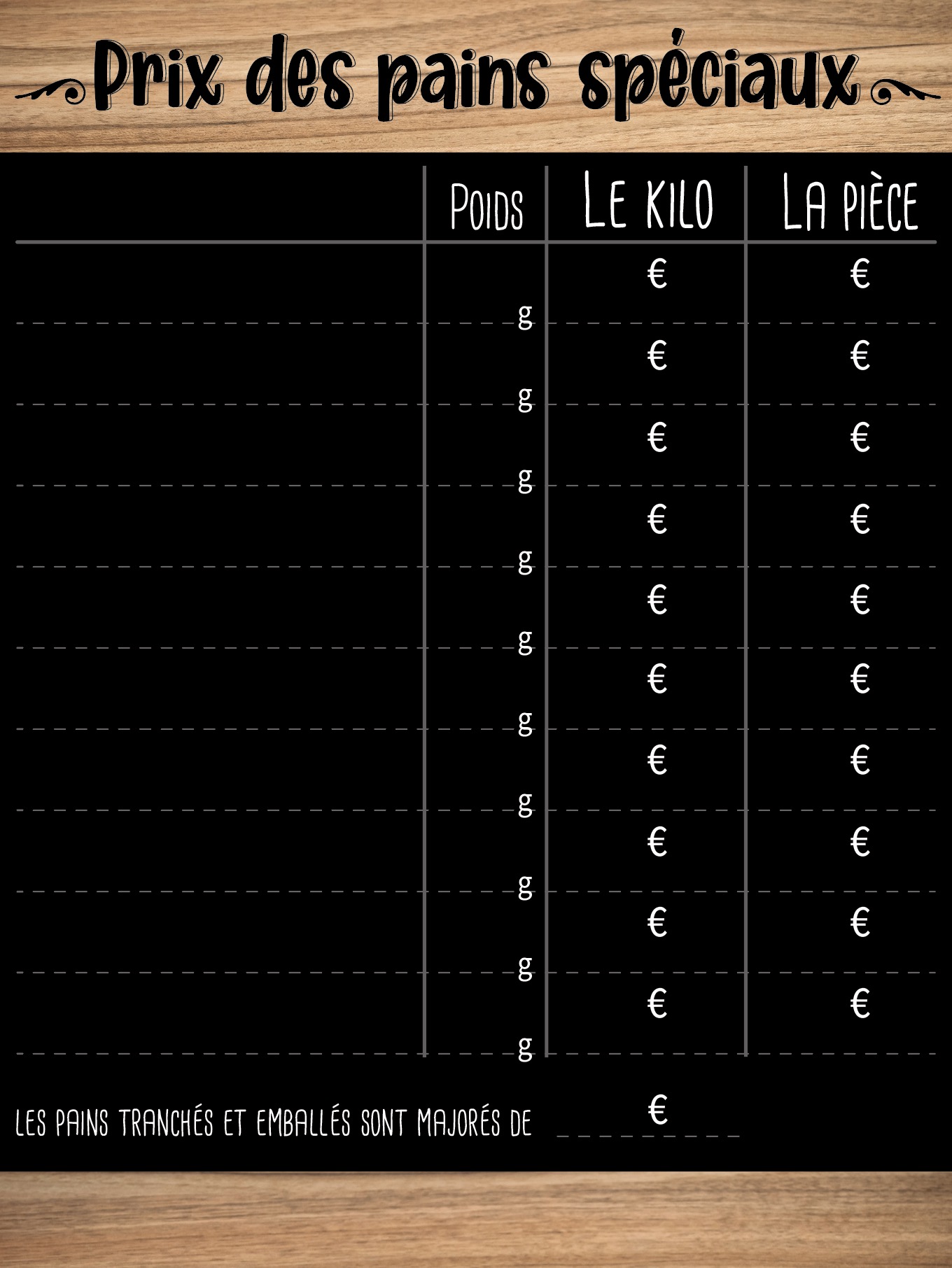 Panneau de tarif Sarrasin