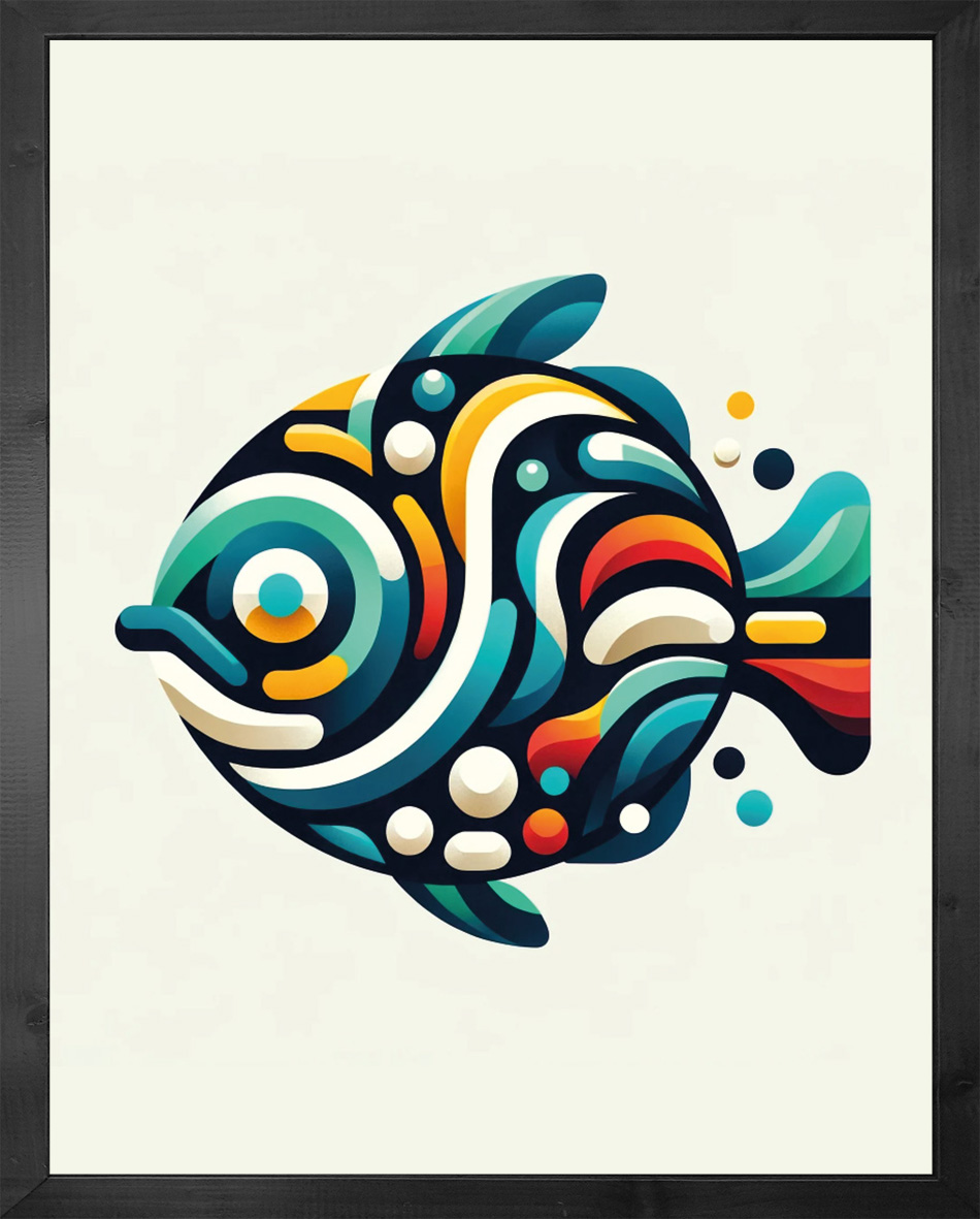 Tableau décoration restaurant - poissonnerie cadre Evolution noir 40x60 cm n° 51